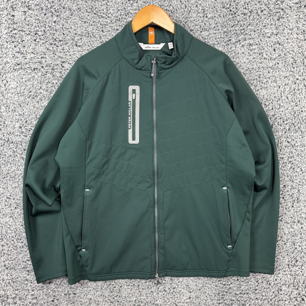 Peter Millar Jacket Mens XL Green Merge Elite Softshell Zip Golf Windbreaker